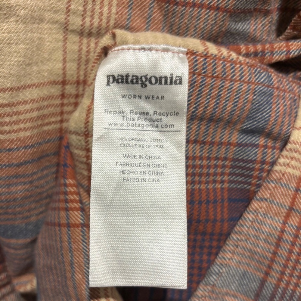 Patagonia Mens Fjord Flannel Organic Cotton Plaid Shirt Orange Yellow Size M - Picture 7 of 9